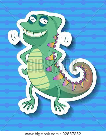 Sticker of a colorful cameleon smiling