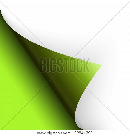 Page Turning Over Bottom Left Green