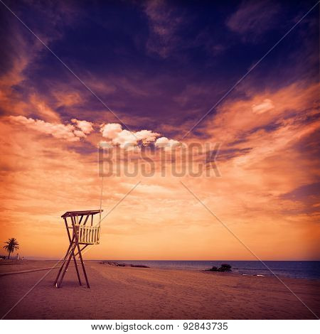 Almeria Mojacar beach lifeguard in Mediterranean sea of Spain