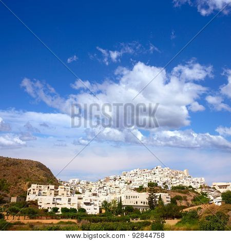 Mojacar in Almeria village skyline in Mediterranean Spain