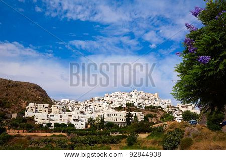 Mojacar in Almeria village skyline in Mediterranean Spain