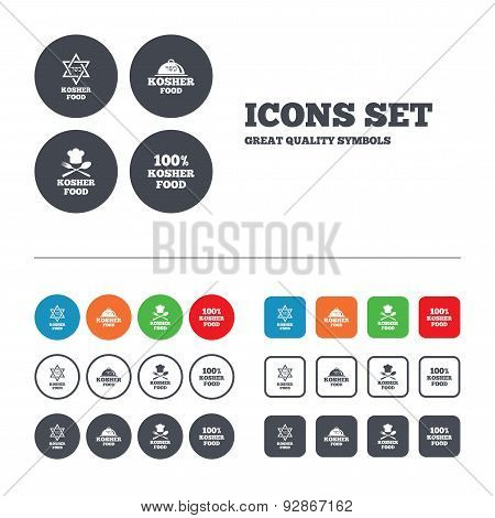 Kosher food product icons. Natural meal symbol.