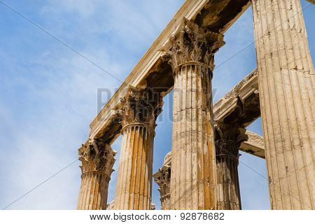 Temple of the Olympian Zeus and the Acropolis in Athens, Greece 