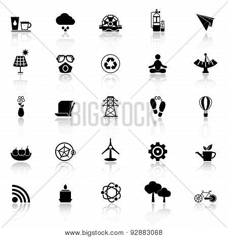 Clean Concept Icons With Reflect On White Background