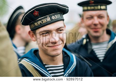 Unidentified re-enactor dressed as Soviet sailor during events d
