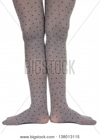 tights on legs girls isolated on white background