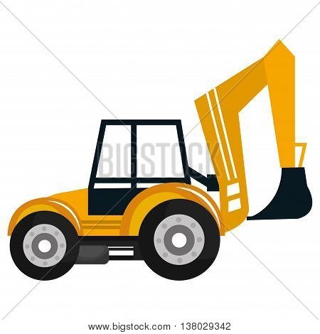 Construction vehicle machinary isolate flat icon, vector illustration.