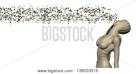 Weightloss or Weight Loss Danger with Woman Taking Pills 3D Illustration Render