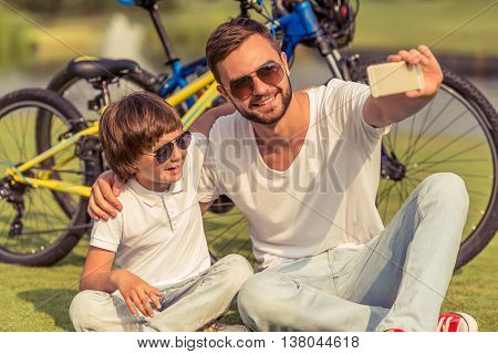 Dad And Son Cycling