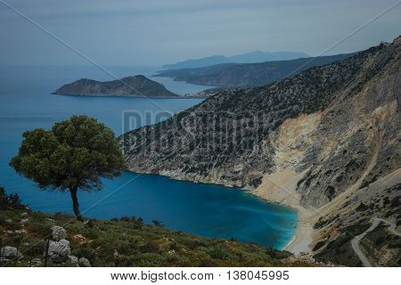 Picturesque Mirtos Beach On The Island Of Kefalonia, Greece