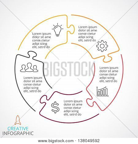 Circle arrows diagram for graph infographic presentation with steps parts options.