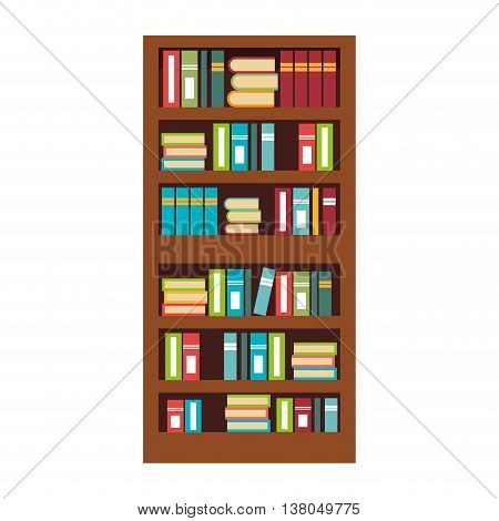 Home library with books isolated flat icon, vector illustration graphic.
