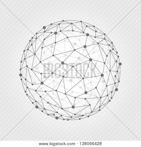 Vector illustration wireframe 3D mesh polygonal vector sphere. Network line, design sphere, dot and structure.