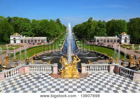 Grand Kaskade in Pertergof, Sankt-Petersburg, Russland.