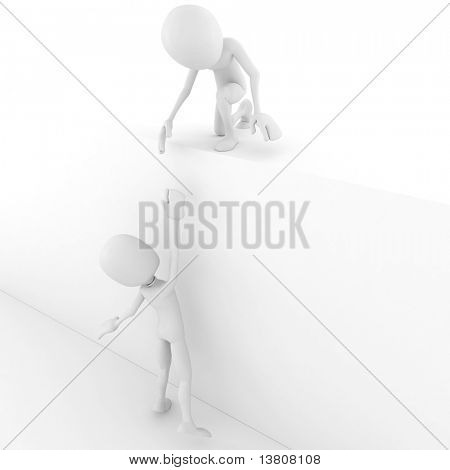 3D Man helfen anderen 3d Man Klettern