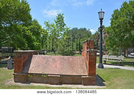 SAVANNAH GEORGIA USA JUNE 26 2016: Colonial Park Cemetery has been closed to interments since 1853 and is the oldest intact municipal cemetery in Savannah.