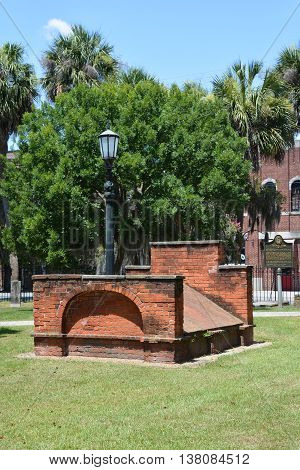 SAVANNAH GEORGIA USA JUNE 26 2016: Colonial Park Cemetery has been closed to interments since 1853 and is the oldest intact municipal cemetery in Savannah.