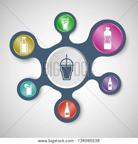 Drink infographic templates with connected metaballs, stock vector