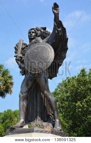 CHARLESTON SC USA 06 24 2016: Confederacy monument 