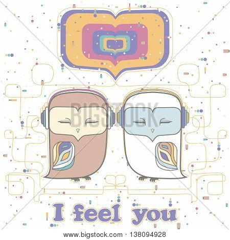 Owl love on a white background. EPS 8 vector