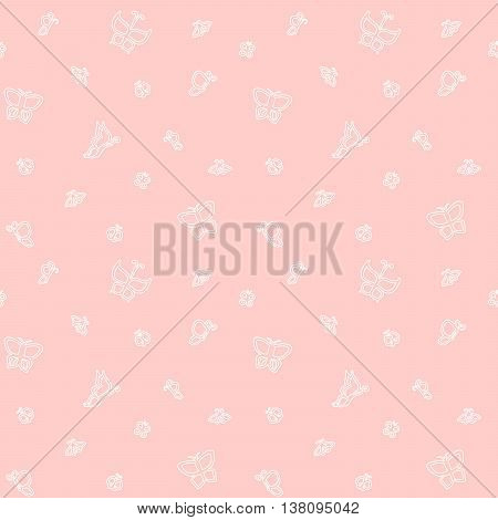 White butterflies on a pink background. EPS 8 vector