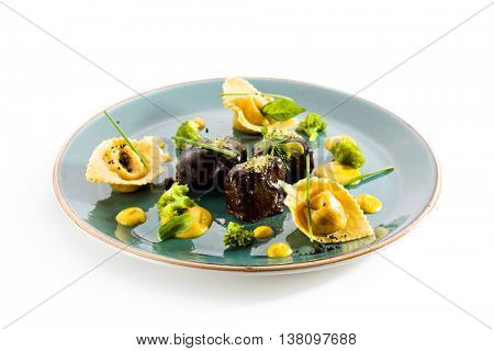Glazed Beef Cheek with Tortellini and Broccoli