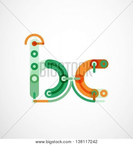 Linear initial letters, logo branding concept, cartoon funny style
