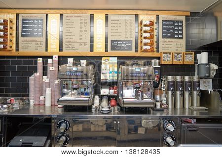 CHICAGO, IL - CIRCA MARCH, 2016: interior of Pret a Manger. Pret a Manger is a sandwich shop chain based in the United Kingdom
