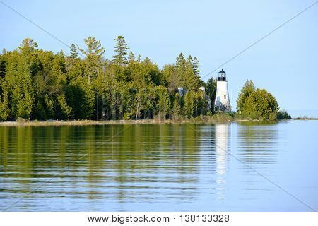 Old Presque Isle Lighthouse, built in 1840, Lake Huron, Michigan, USA