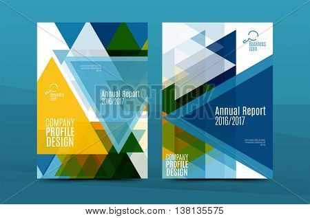 Colorful fresh business A4 cover template - flyer, brochure, book cover and annual report. Geometric design abstract background