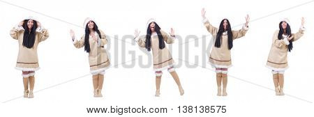 Eskimo woman isolated on the white