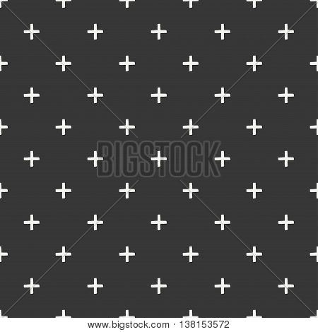 Hand drawn geometric seamless ink pattern with brush strokes. Wrapping paper. Abstract vector background. Brush strokes. Texture with crosses or pluses. Dry brush. Rough edges ink illustration.