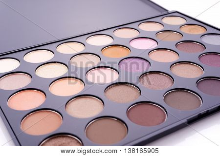 makeup set isolated on white background with copyspace