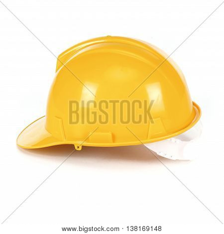 Safety yellow helmet isolated on white background