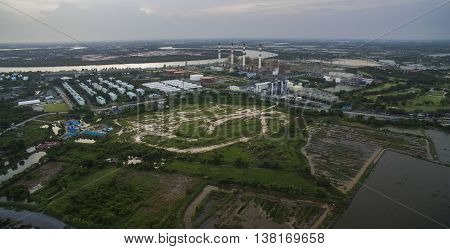 aerial view of electric power genarator plant in thailand