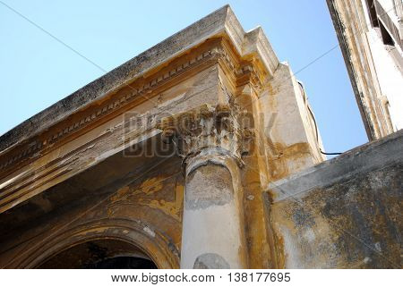 ancient weathered architectural decoration Column and Arch
