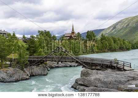 Wild mountain Bovra river in Lom, Norway.