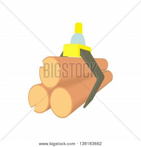 Tied logs icon in cartoon style on a white background