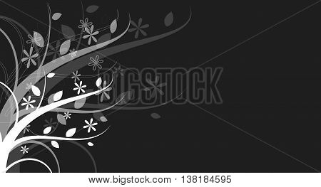 White floral pattern ornaments on dark background