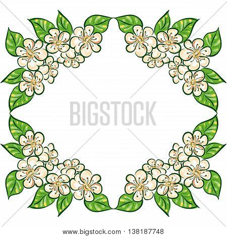 Floral ornament frame from plants and flowers vector illustration.Floral wheath,  frame for your design,