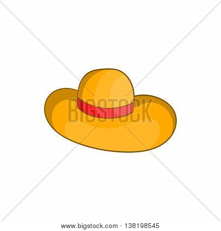 Womens beach hat icon in cartoon style isolated on white background. Headdress symbol