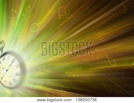 Flying hours on a colored background. The concept of the transience of time. Time is running fast and irrevocably.