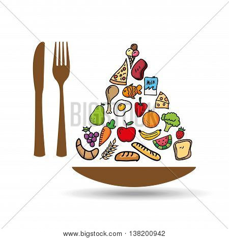food nature healthy vegetables isolated, vector illustration