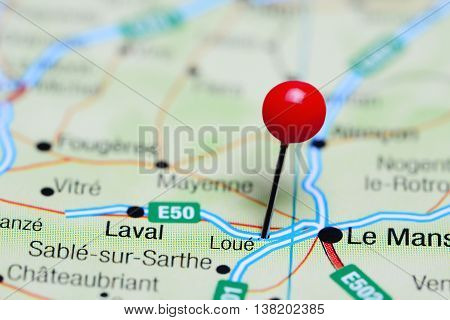 Loue pinned on a map of France