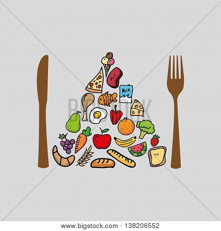 food nature healthy vegetables isolated, vector illustration