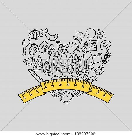 food nature healthy vegetables isolated, vector illustration