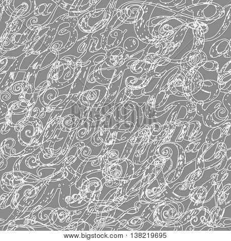 Wallpaper seamless pattern. Calligraphy alphabet typeset lettering. Large Letters. Hand drawn construction sketch of ABC letters in old fashion vintage style.