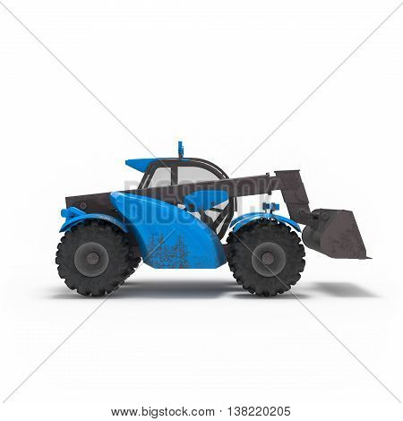 Construction Excavator Side View Isolated 3D Rendering