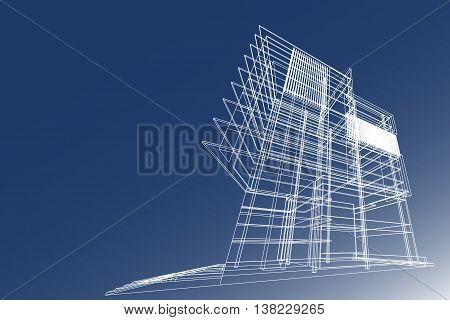 architecture abstract, 3d illustration, building structure
high building design