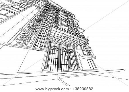 architecture abstract, 3d illustration, building structure
high building design